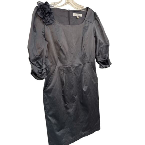 VINTAGE Y2K MAX MARA PEWTER SATIN MINI DRESS SZ 6 - Picture 4 of 4